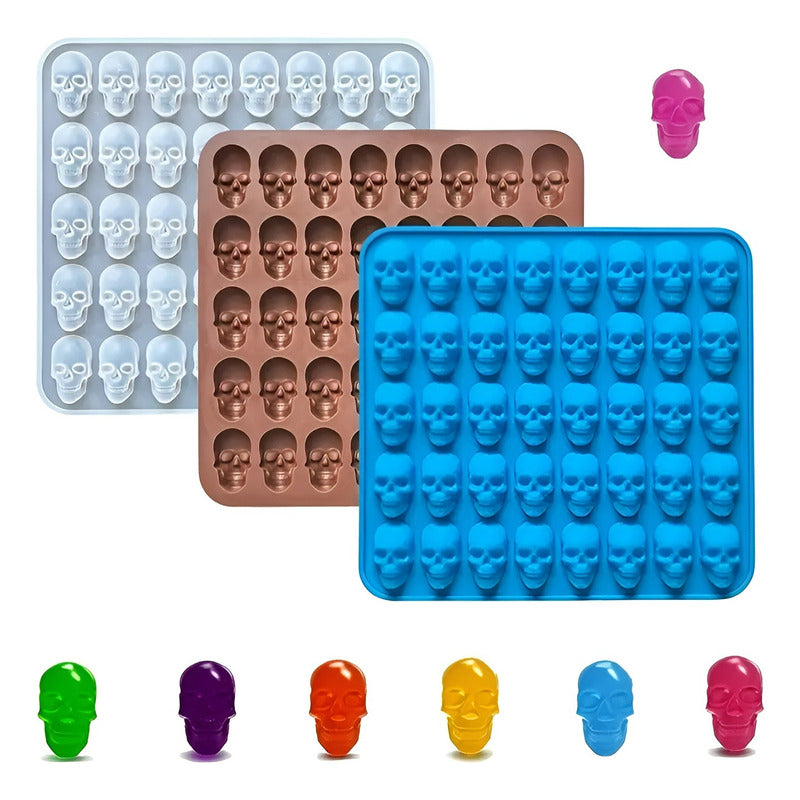 Moldes Silicona Halloween Moldes Reposteria Calavera 40cav Multicolor