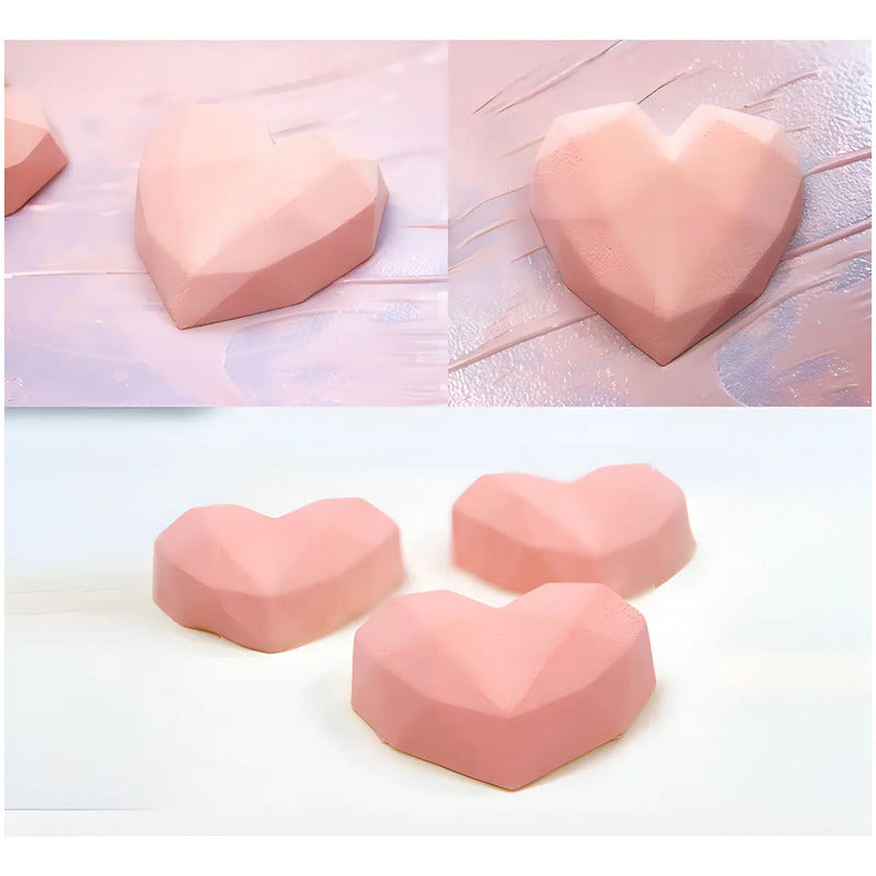 Molde Mini Corazon Diamante Molde Mini Corazón Geometrico 8 Moldes Antiadherentes Para Chocolate Moldes De Chocolate De Silicona Fácil Liberación Antiadherente Dulces Aperitivos Pasteleriuscl Marrón