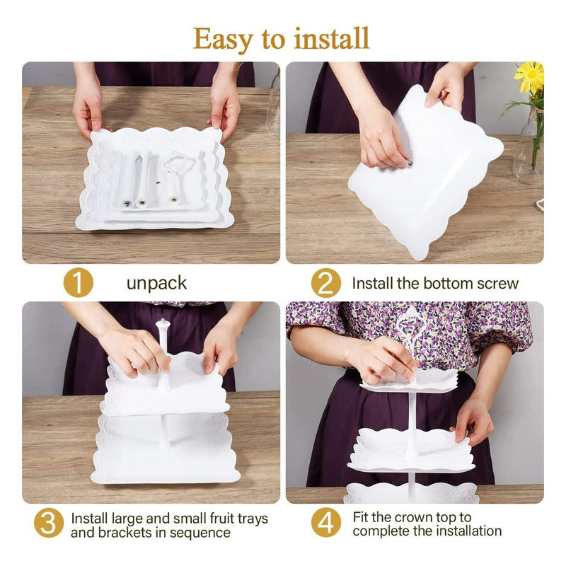 Pack X3 Porta Cupcakes Redondo Porta Cupcakes Base De Torta Blanco