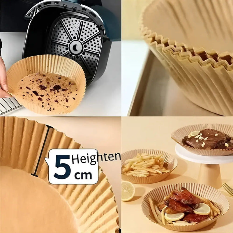 Pack 200 Papel Para Freidora Air Fryer Forro Antihaderente Beige