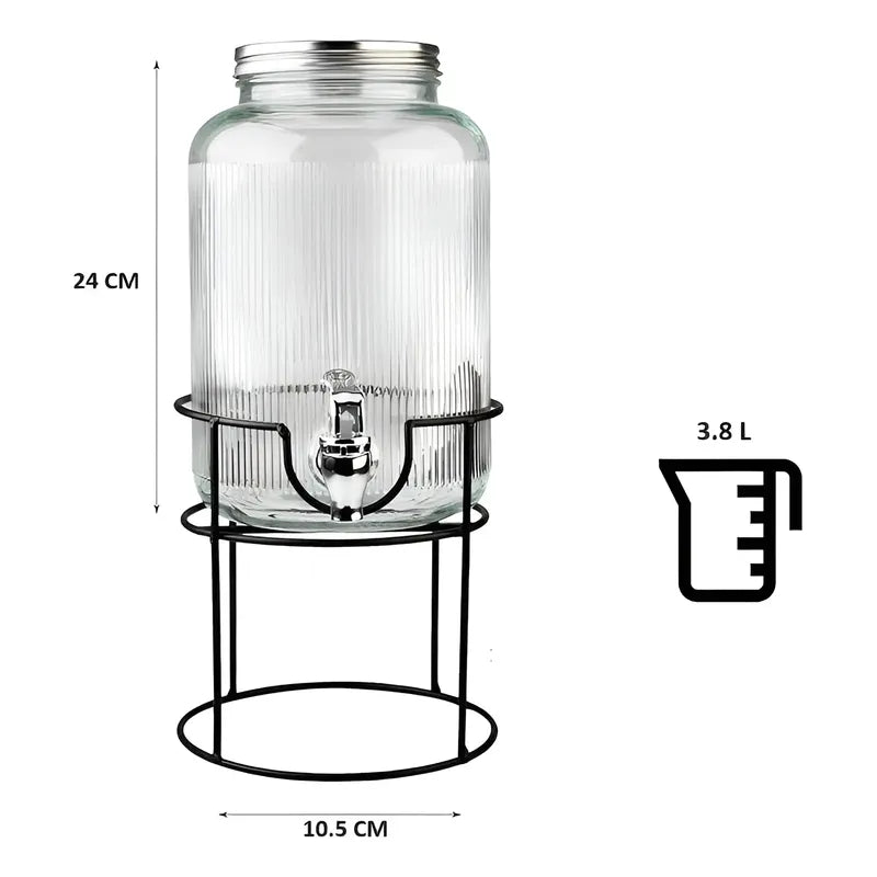 Dispensador De Jugos Acanalado Con Atril Dispensadores 3.8l Transparentes