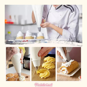 Pack X5 Manga Pastelera Profesional Tela Mangas De Tela 40cm Bolsas De Tela Reutilizables Para Decoración De Pasteles... Blanco