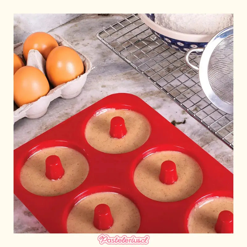 Pack X2 Moldes De Silicona Donas Moldes Donuts Molde Dona 6 Molde De Silicona Para Bagel Antiadherente Para Hornear... Multicolor.