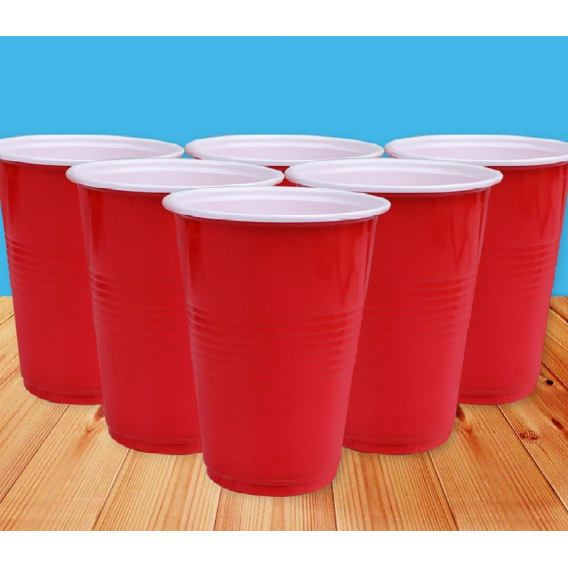 25 Vasos Plasticos Vaso Desechable Grande Bicolor 16oz 473ml Rojo 473 Ml