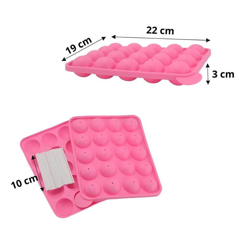 Moldes Silicona Queque Moldes Reposteria Cake Pops 20cav Rosa / Molde Cake Pop 20 Cav