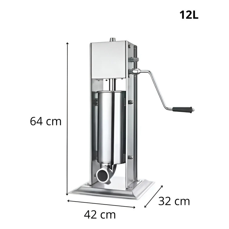Embutidoras Manual Embutidora Vertical Acero Inoxidable 12l Plateado