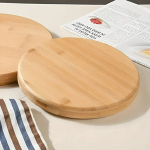 Bandeja Bambu Bandejas Para Servir Bandeja Redonda Mini 24cm Marrón Claro