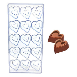 2 Moldes De Policarbonato Moldes Para Chocolate Corazones 3d