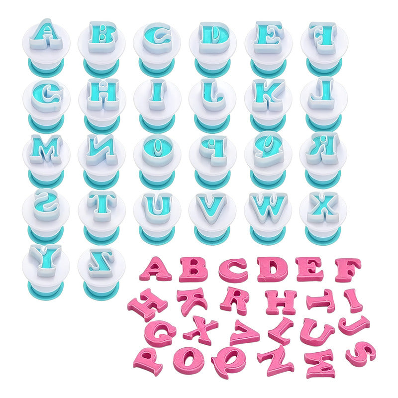 26 Cortador Fondant Letras Mayuscula Cortadores Con Expulsor