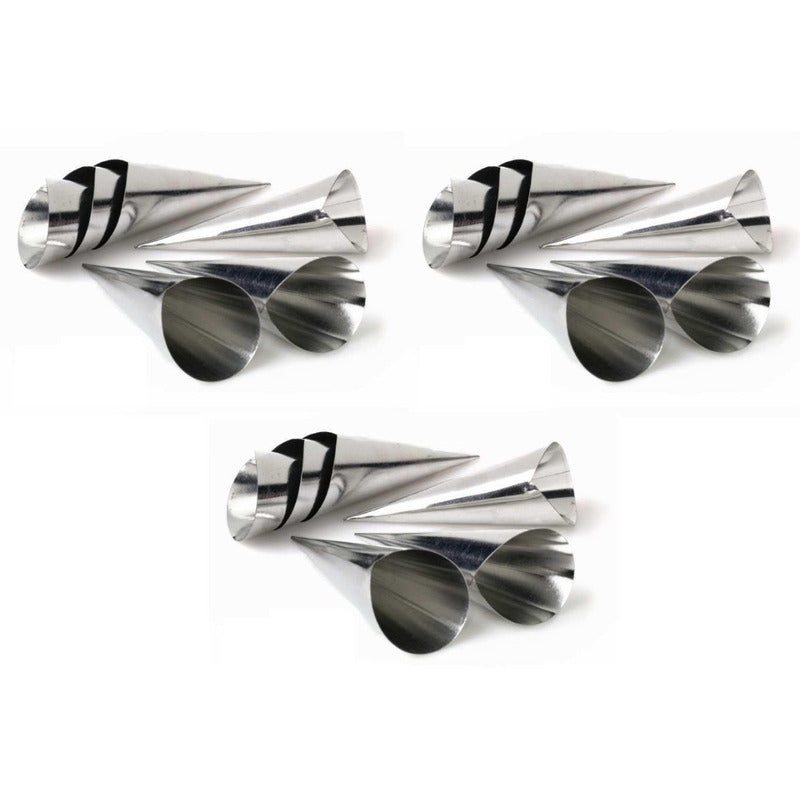 Pack X18 Cono Molde Para Cannoli Cachito Croissant Pan Danes Gris