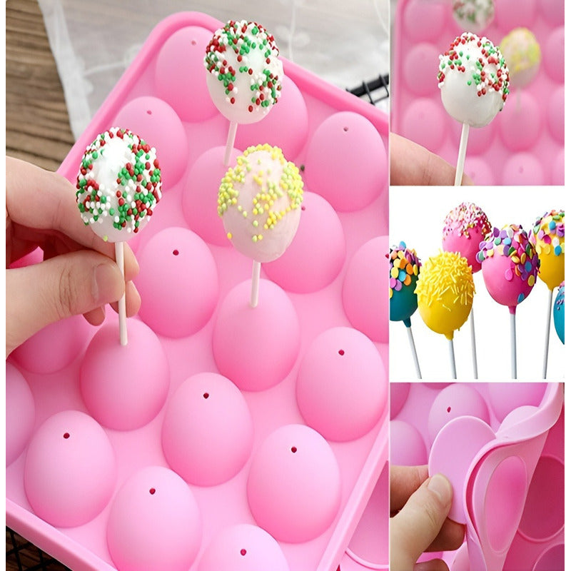 Moldes Silicona Queque Moldes Reposteria Cake Pops 20cav Rosa / Molde Cake Pop 20 Cav