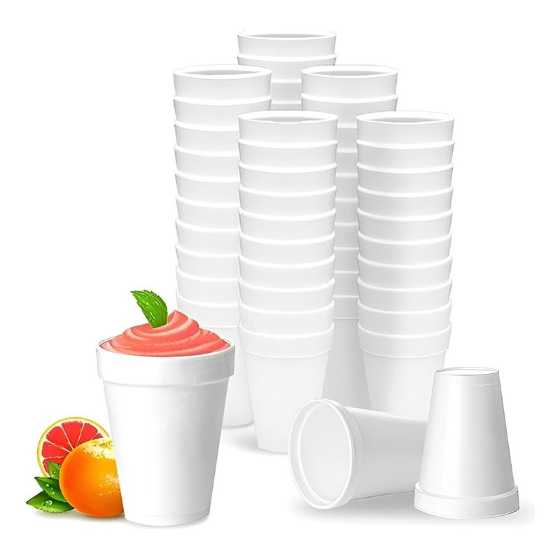 100 Vasos Desechables Plumavit Termico Vaso Cafe 10oz 296ml Blanco 8983