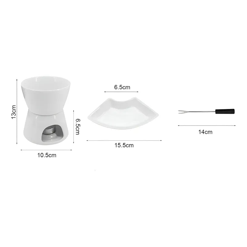 Fondue Queso Juego De Fondue Ceramica Fondue Chocolate 10pcs Blanco