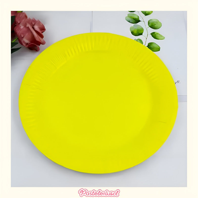 10 Platos Cumpleaños Platos De Papel Platos Desechables 18cm Amarillo