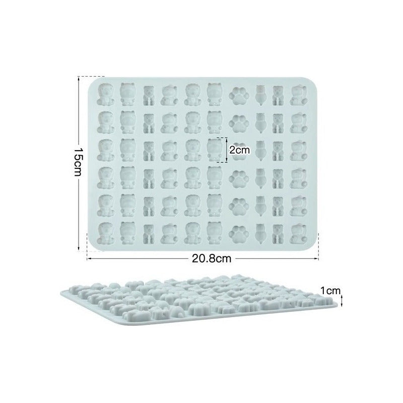 Molde Silicona Con Diseño De Animalitos 60 Cavidades Pasteleriacl