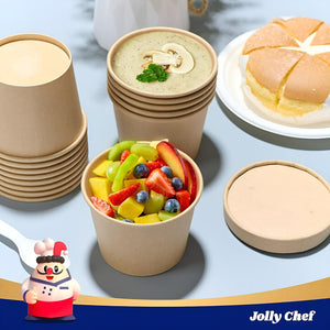 Set X50 Potes Contenedor De Alimentos Pote Kraft C/tapa 12oz