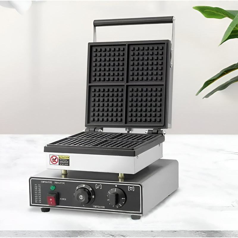 Wafflera Maquina De Waffles Waflera Industrial Wafleras 4cav Plateado