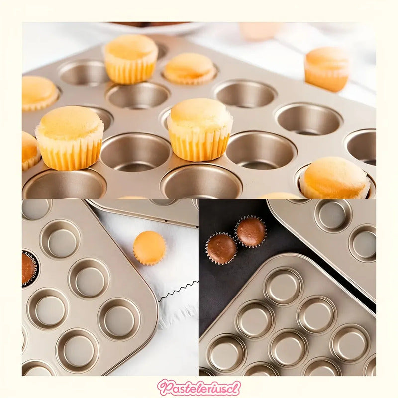 Moldes 24 Cupcakes Molde Mini Muffins Moldes Reposteria Bandeja Para Magdalenas Utensilio De Repostería Para Cupcakes... Dorado