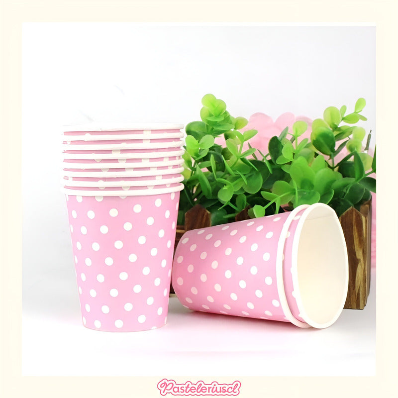 10 Vasos Descartables Vaso De Papel Suministros Fiesta 250ml Rosa