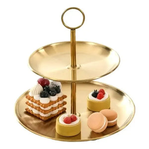 Porta Cupcake Porta Torta Exhibidor Candy Bar Soporte 2nivel Dorado