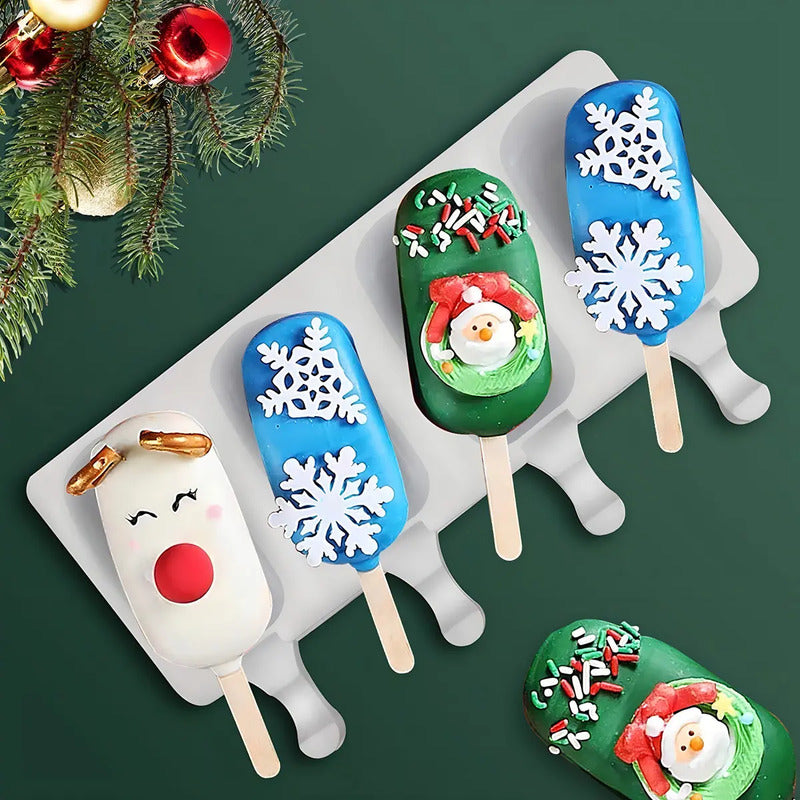 Levys Bazar Molde Silicona 4 Para Helado De Palito Blanco