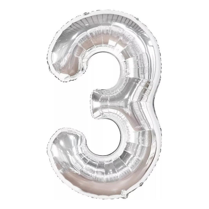 Globo Forma De Numero Globo Metalico Plateado Numero 40cm