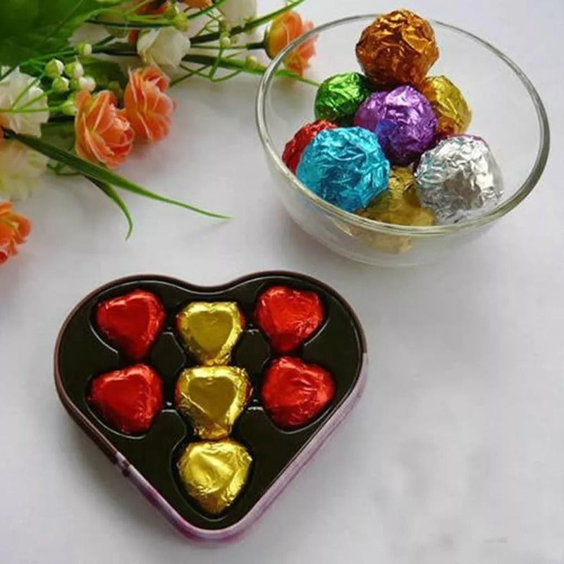 100 Envoltorios De Bombones Laminas Papel Metalizados Bombon Rojo