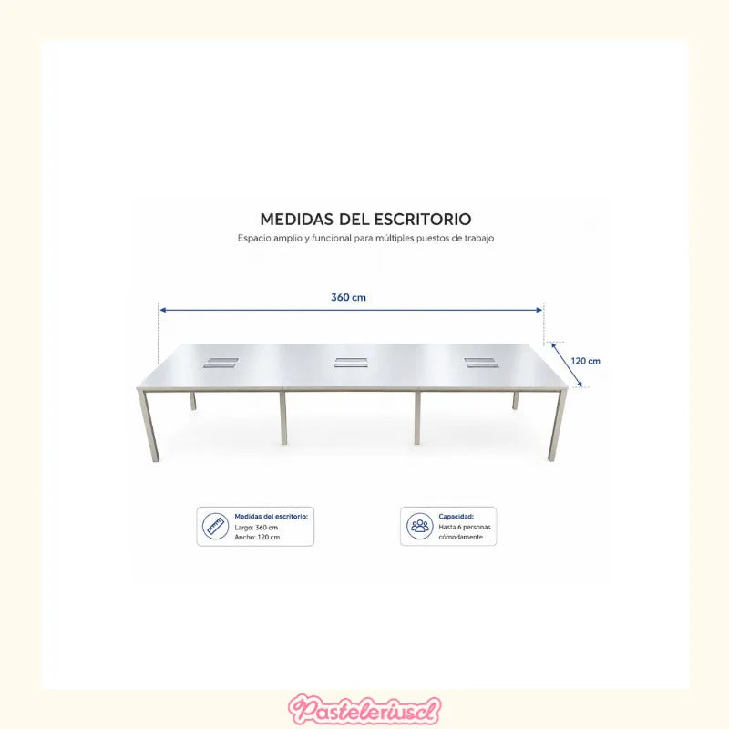 Mueble Ejecutivo Escritorio Oficina 6 Personas 3.60x1.20cm Blanco