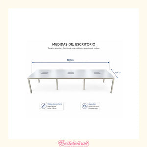 Mueble Ejecutivo Escritorio Oficina 6 Personas 3.60x1.20cm Blanco