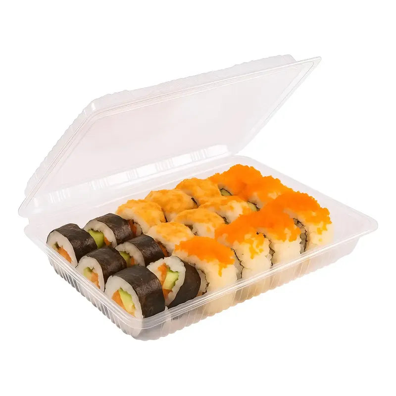 140 Bandejas Plastica Para Sushi Envase Transparente 3 Rolls Bandejas Desechables Para Delivery Y Restaurante Contenedor Para Comida Envase Plástico Transparente Para Sushi Con Tapa Dura Pasteleriuscl