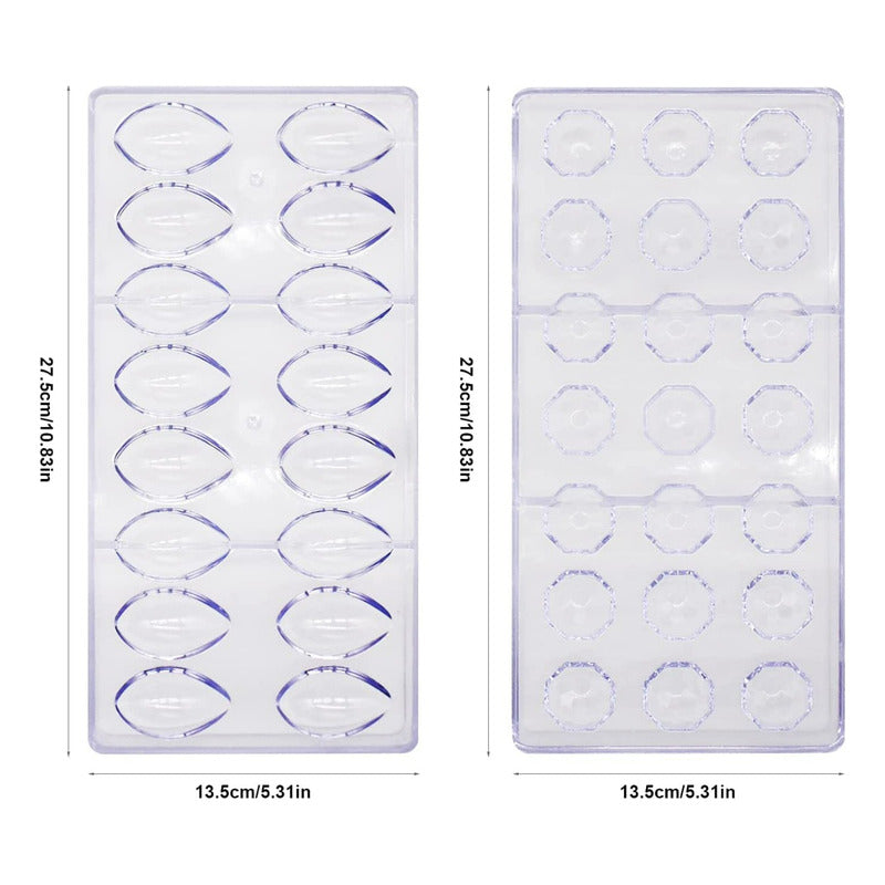X2 Moldes Chocolate Ovalado + Moldes Policarbonato Diamante Transparente