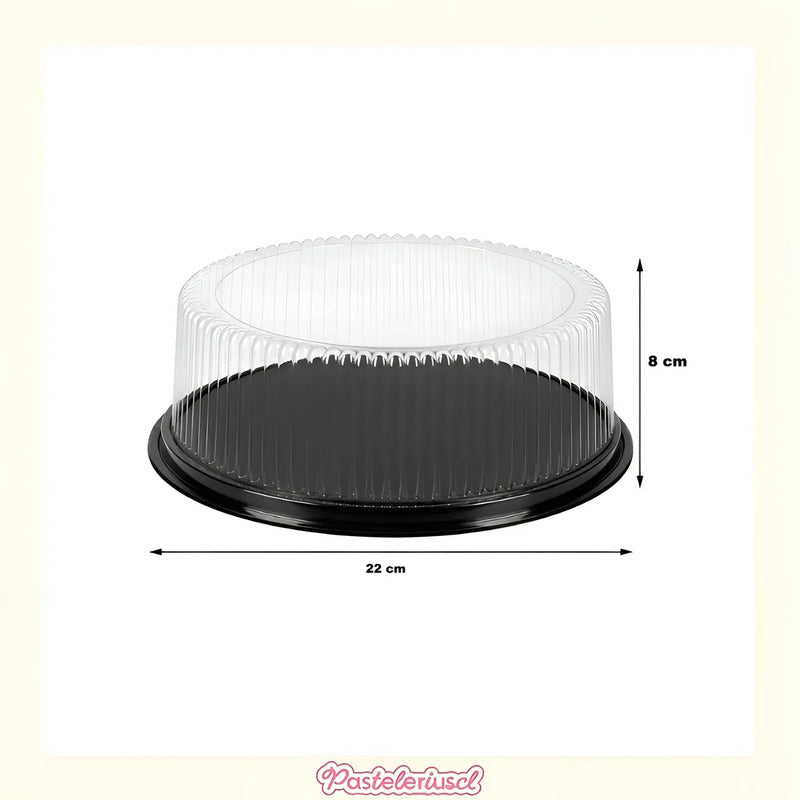 50 Porta Tortas Porta Cupcake Bandejas Para Torta 22x8cm Soporte Redondo Con Tapa Cúpula Transparente De Plástico Cajas Envases Almacenamiento Y Transporte De Alimentos Desechables Pasteleriuscl Negro