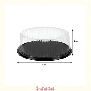 50 Porta Tortas Porta Cupcake Bandejas Para Torta 22x8cm Soporte Redondo Con Tapa Cúpula Transparente De Plástico Cajas Envases Almacenamiento Y Transporte De Alimentos Desechables Pasteleriuscl Negro