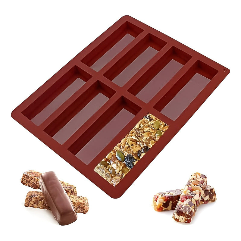 4 Moldes Para Chocolate Molde Silicona Reposteria Barra 8cav Multicolor