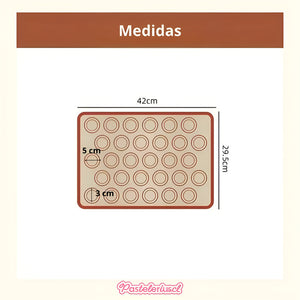 Lamina De Silicona Horno Silpat Silicona Tapete 30 Macarrons - Rojo Con Beige