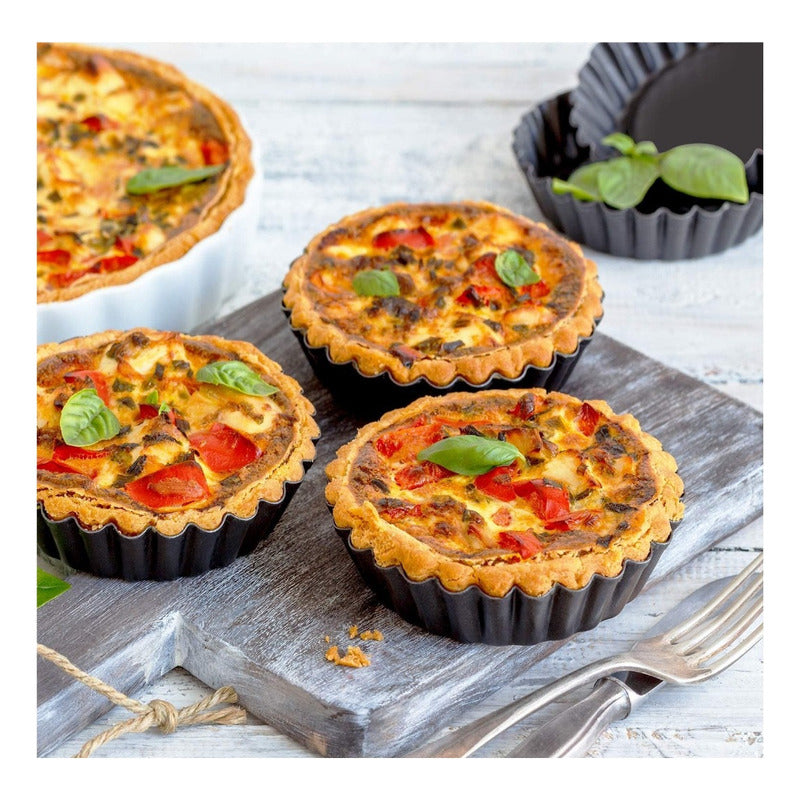 Pack X6 Moldes Tartaleta Desmontable Tarta Individual 8,5cm Gris Oscuro