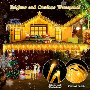 500 Luces Led Navidad Cortina De Luces Cascada Luces 12mts