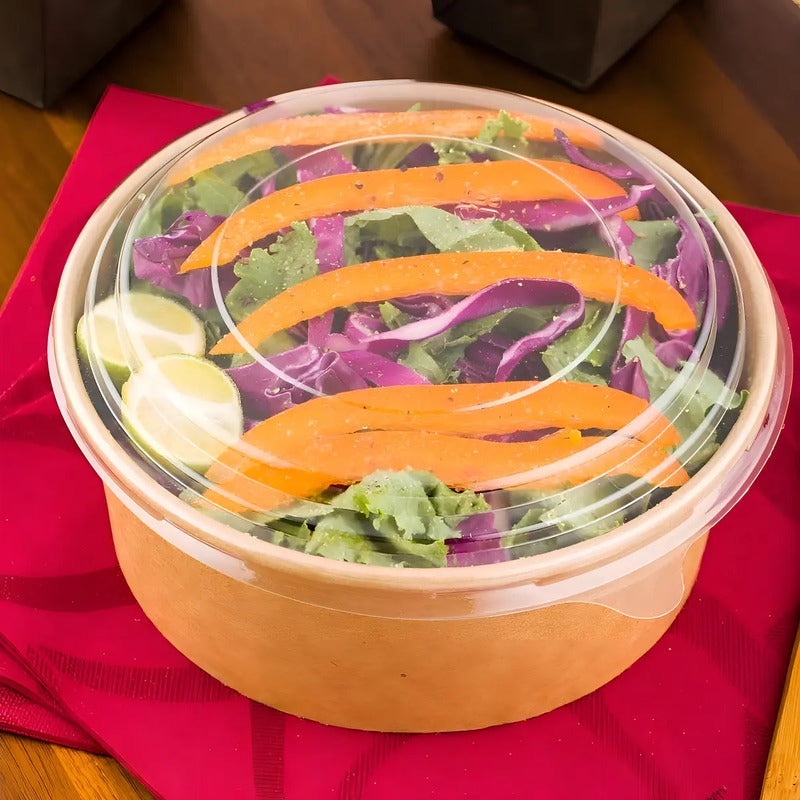 Pack X200 Bowls Plastico Bowl Con Tapa Polipapel Kraft 500cc Envase Bowl Kraft Bowl Desechable Carton Bowl Plástico Envase Desechable Bowl Ensalada Papel Kraft Bowl Kraft Con Tapa Pasteleriuscl