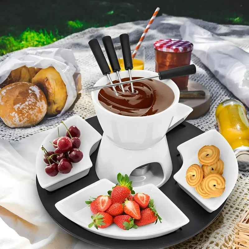 Fondue Chocolate Juego De Fondue Ceramica Fondue Queso 11pcs Negro