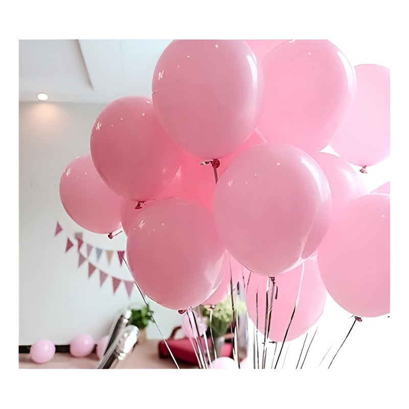 Pack 50 Set De Cumpleaños Globos Cumpleaños Globo Metalizado Rosado 25 Cm Redondo