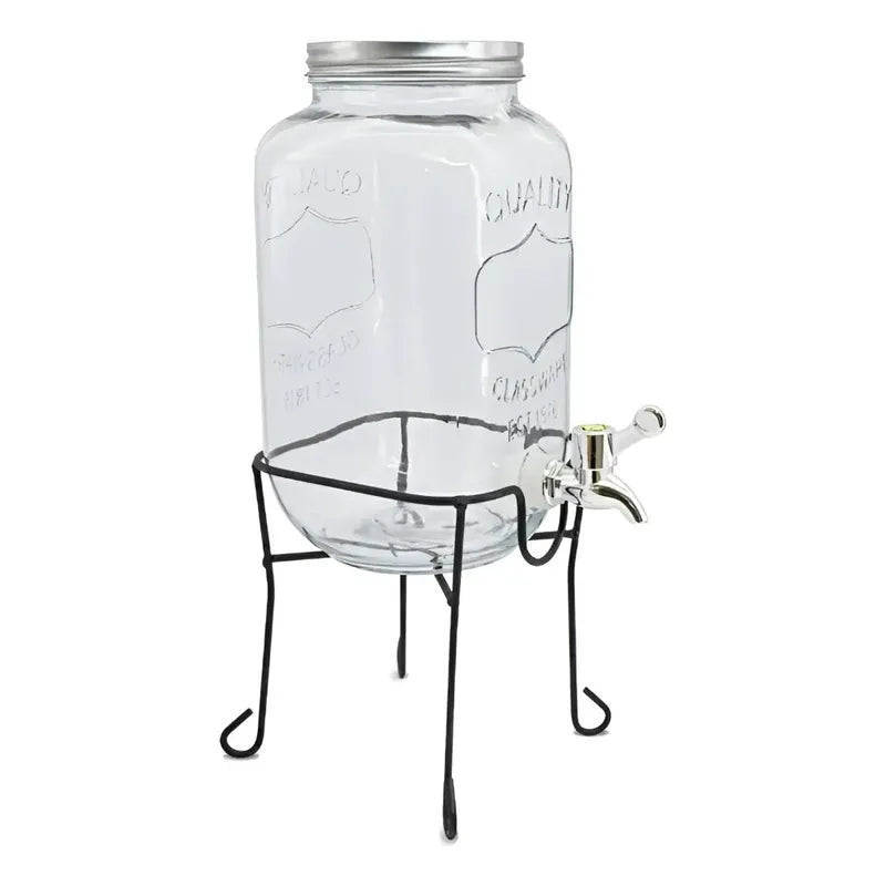 Dispensador De Jugo Con Atril Dispensadores Bebidas Tarro 4l Transparente
