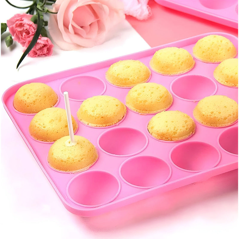Moldes Silicona Queque Moldes Reposteria Cake Pops 20cav Rosa / Molde Cake Pop 20 Cav
