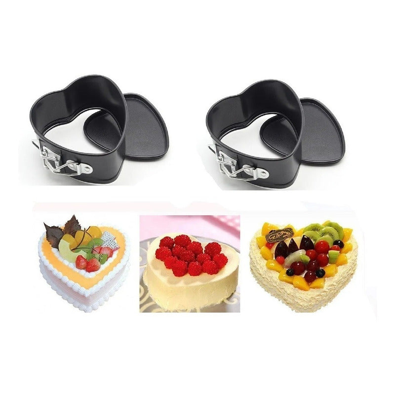 Pack X2 Moldes Torta Corazon Moldes De Queque Molde Pequeño Gris