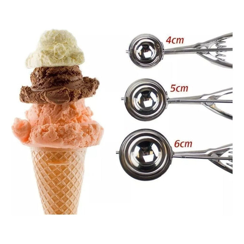 Pack X3 Cucharas Helado Cuchara Helado Cuchara De Helado 6cm Plateado