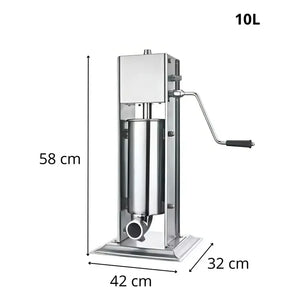 Embutidora Manual Embutidoras De Chorizos Salchichas 10l Máquina Profesional Para Embutir Carnes Longanizas Chorizos Y Salchicha Modelo Doméstico Y Comercial Embutidoras Acero Inoxidable Pasteleriuscl