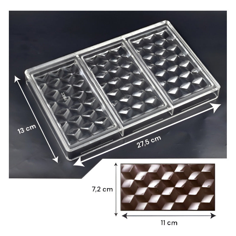 Molde De Chocolate Molde Policarbonato Barra Hexagono 3 Cav