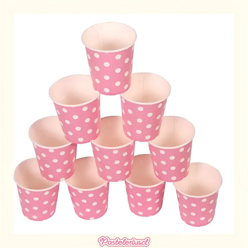 10 Vasos Descartables Vaso De Papel Suministros Fiesta 250ml Rosa