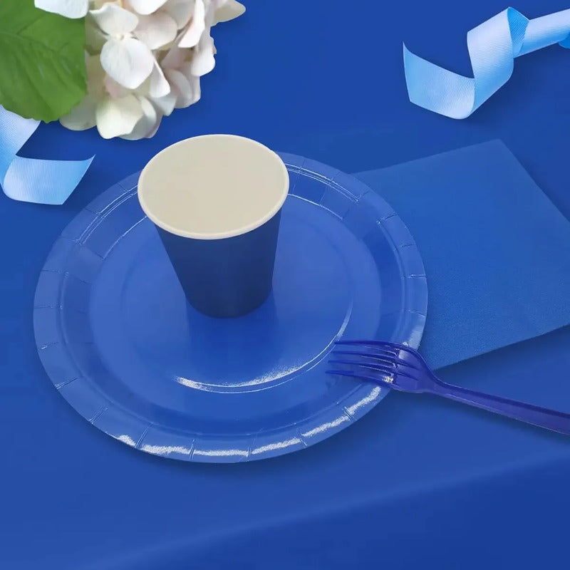 Set Cumpleaños Vasos Servilletas Platos Desechables 20 P/p Azul
