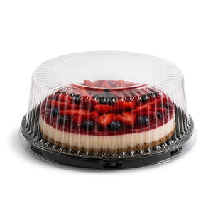 50 Porta Tortas Porta Cupcake Bandejas Para Torta 22x8cm Soporte Redondo Con Tapa Cúpula Transparente De Plástico Cajas Envases Almacenamiento Y Transporte De Alimentos Desechables Pasteleriuscl Negro