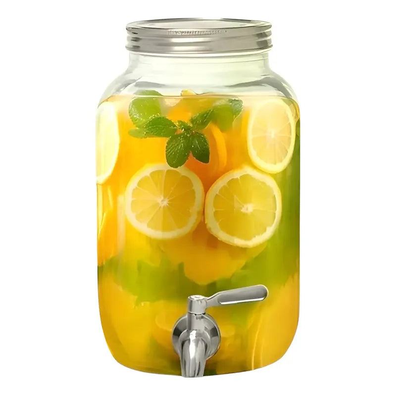 Jarro Para Jugo Dispensador De Bebidas Jarro De Vidrio 4l Color Transparente / Dispensador Liso Sin Atril 4l